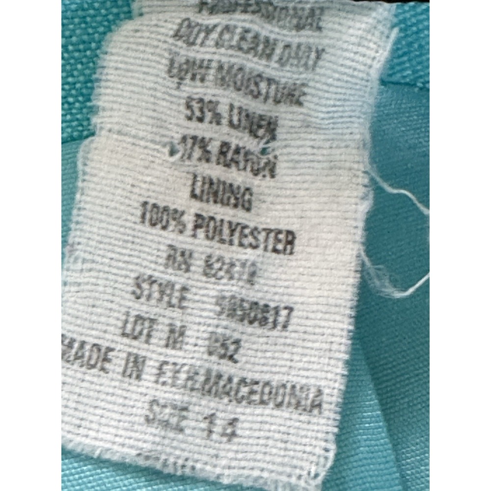 David N Petites Aqua Blue Linen Jacket Zip Up Lightweight Size (14) (See below) - Picture 5 of 16